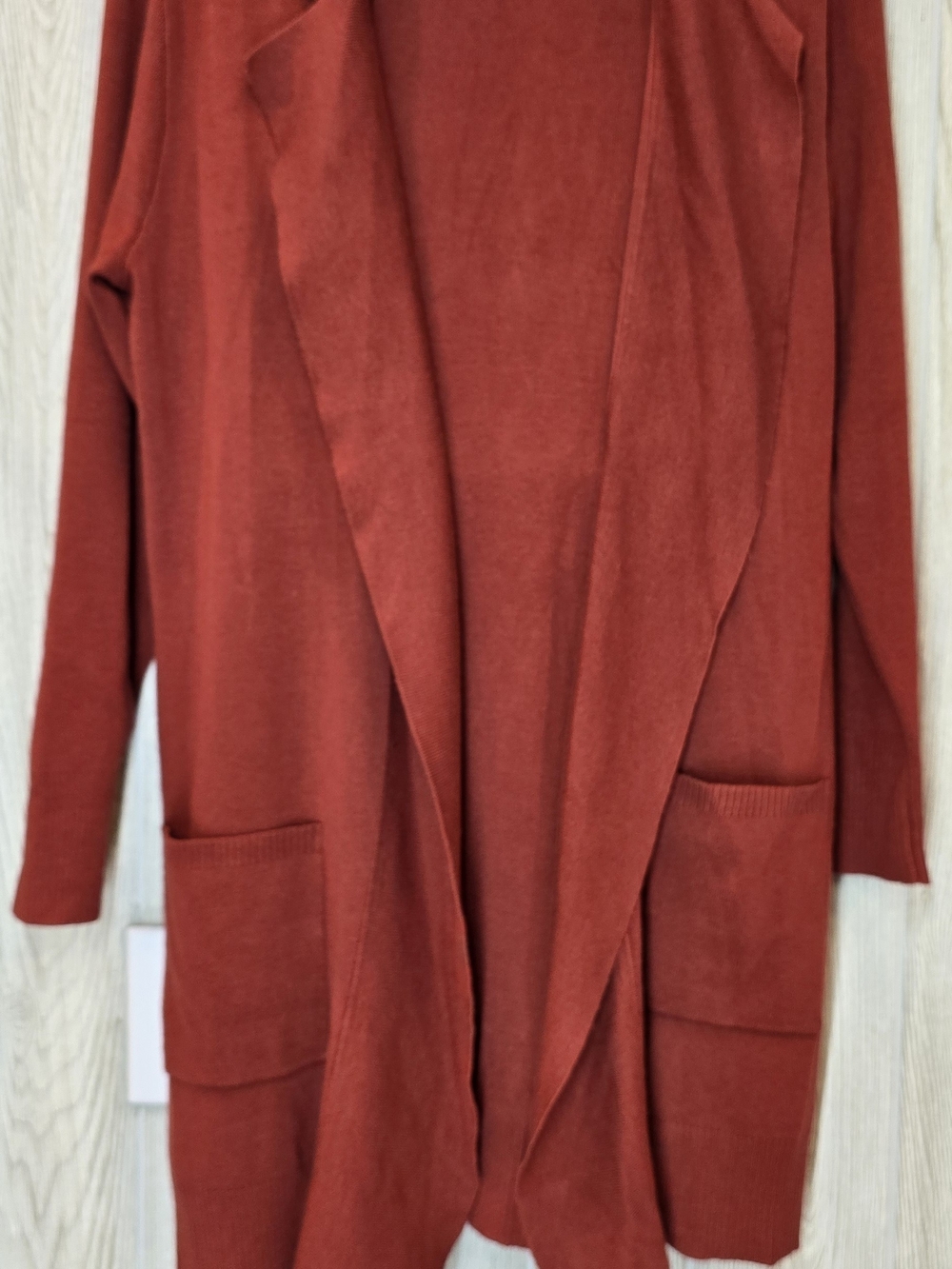 Open-Front Rust Longline Cardigan Sweater
